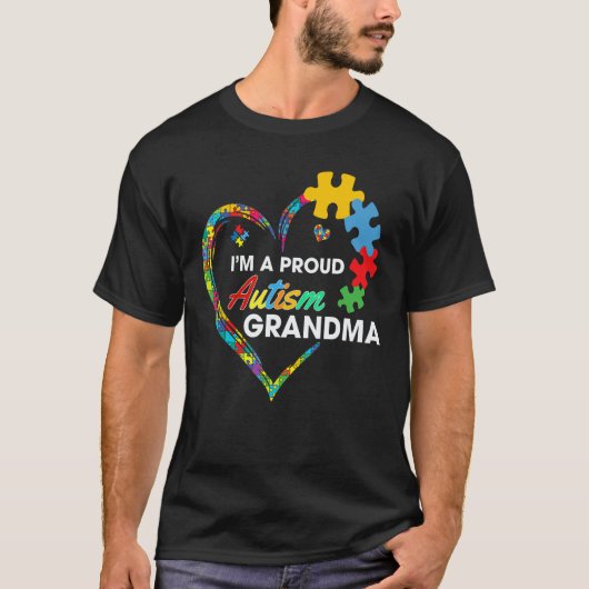 Autism Awareness  I m A Proud Grandma Love Puzzle  Tシャツ (正面)