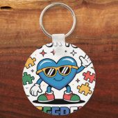 Autism Awareness Its Ok To Be Different Dabbing Bl キーホルダー (正面)