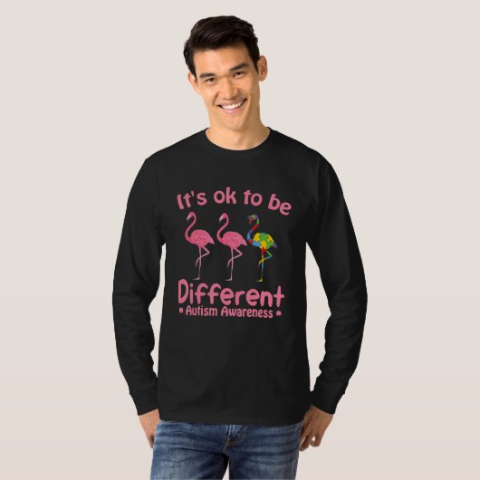 Autism Awareness Its Ok To Be Different Flamigo Wo Tシャツ (正面フル)