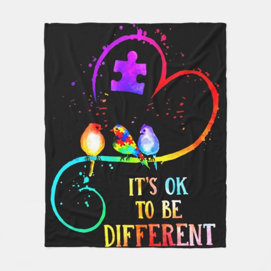 Autism Awareness It's OK To Be Different Love Puzz フリースブランケット (正面)