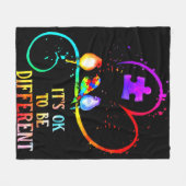 Autism Awareness It's OK To Be Different Love Puzz フリースブランケット (正面(横))