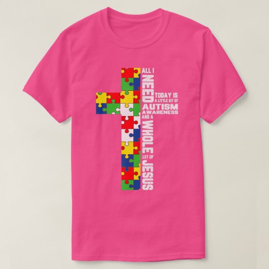 Autism Awareness Jesus Cross Puzzle Cool Christian Tシャツ (デザイン正面)