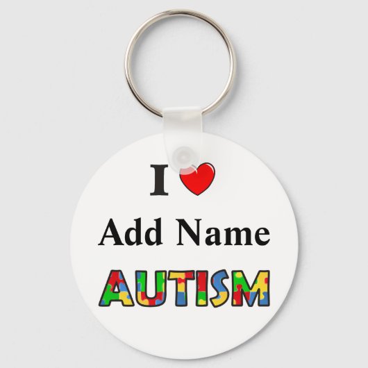 Autism Awareness Keychain I Love Customize キーホルダー (正面)