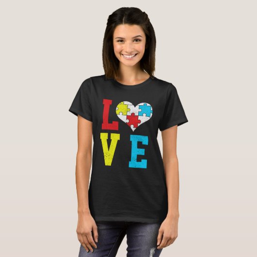 Autism Awareness LOVE Autistic Pride Asperger Prou Tシャツ (正面フル)