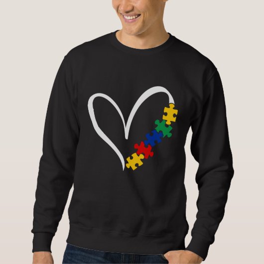 Autism Awareness Love Heart Puzzle Piece  1 スウェットシャツ (正面)