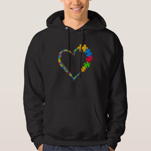 Autism Awareness Love Heart Puzzle Piece Men Women パーカ (正面)