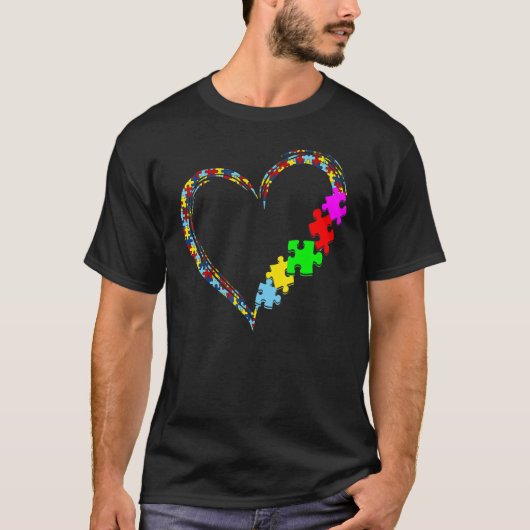 Autism Awareness Love Heart Puzzle Piece Valentine Tシャツ (正面)