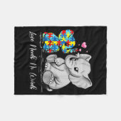 Autism Awareness Love Needs No Words Elephant Supp フリースブランケット (正面(横))