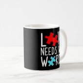 Autism Awareness Love Needs No Words Puzzle Pieces コーヒーマグカップ (正面右)
