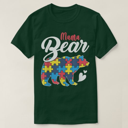 Autism Awareness Mama Bear Puzzle Piece Autistic M Tシャツ (デザイン正面)