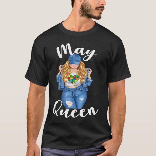 Autism Awareness May Queen Blonde Autism Mom Women Tシャツ (正面)