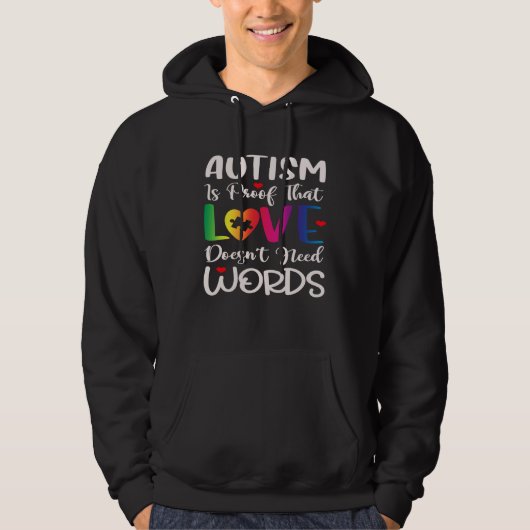 Autism Awareness Mom Love Doesn t Need Words パーカ (正面)