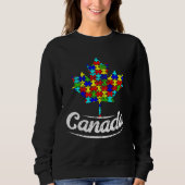 Autism Awareness Month Canada Leaf Autism Support スウェットシャツ (正面)