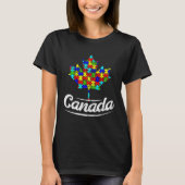 Autism Awareness Month Canada Leaf Autism Support Tシャツ (正面)