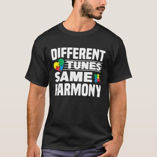 Autism Awareness Month Different Tunes Same Harmon Tシャツ (正面)