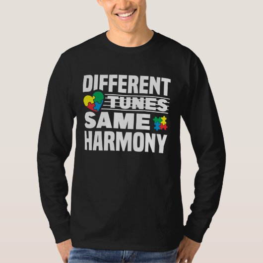 Autism Awareness Month Different Tunes Same Harmon Tシャツ (正面)