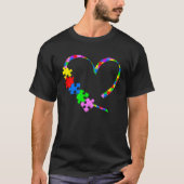 Autism Awareness Month Love Heart Puzzle Support A Tシャツ (正面)