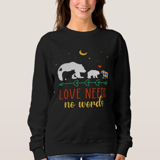 Autism Awareness Month Love Need No Words Puzzle B スウェットシャツ (正面)