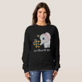 Autism Awareness Month Mama Papa Elephant Love Nee スウェットシャツ (正面フル)