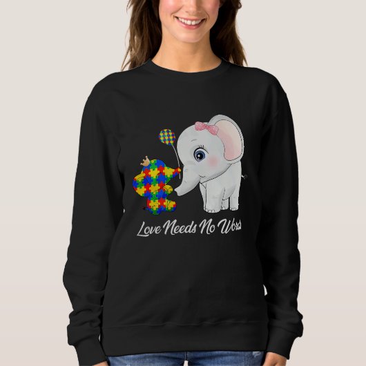 Autism Awareness Month Mama Papa Elephant Love Nee スウェットシャツ (正面)