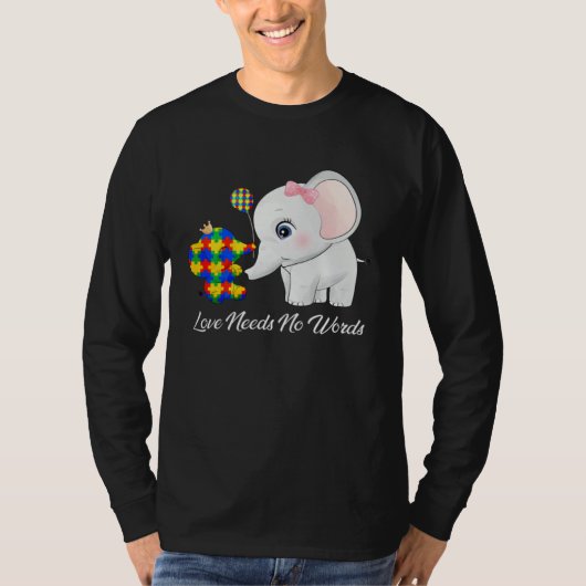Autism Awareness Month Mama Papa Elephant Love Nee Tシャツ (正面)