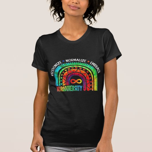 Autism Awareness Month Neurodiversity Rainbow Tie Tシャツ (正面)