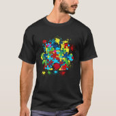 Autism Awareness Month Support Puzzle Piece Waterc Tシャツ (正面)