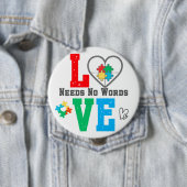 Autism Awareness pin Love needs no words  缶バッジ (インサイチュ)
