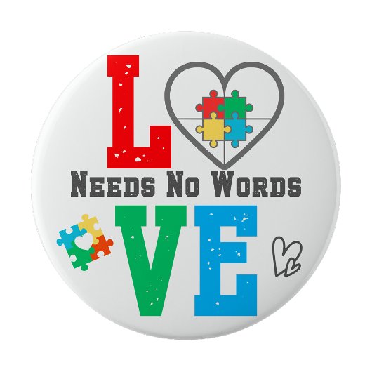 Autism Awareness pin Love needs no words  缶バッジ