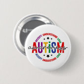 Autism Awareness Pin – Support & Acceptance Button 缶バッジ (正面&裏面)