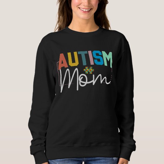 Autism Awareness Proud Autism Mom スウェットシャツ (正面)
