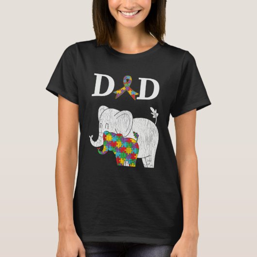 Autism Awareness Proud Dad Autistic Son Daughter E Tシャツ (正面)