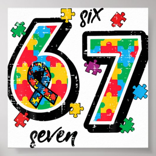 Autism Awareness Puzzle 6 7 Si ポスター (正面)