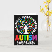 Autism Awareness Puzzle Heart Suprt Men Women  カード (黄色い花)