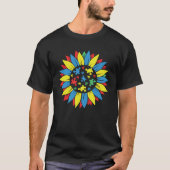 Autism Awareness Puzzle Piece Sunflower Autism War Tシャツ (正面)