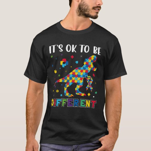 Autism Awareness Puzzle Rex Boys Its Ok To Be Diff Tシャツ (正面)