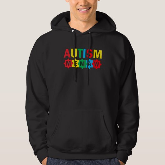 Autism Awareness Puzzle Ribbon Proud Autism Memaw パーカ (正面)