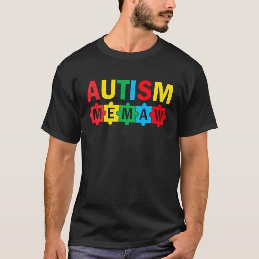 Autism Awareness Puzzle Ribbon Proud Autism Memaw Tシャツ (正面)