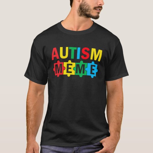 Autism Awareness Puzzle Ribbon Proud Autism Meme Tシャツ (正面)