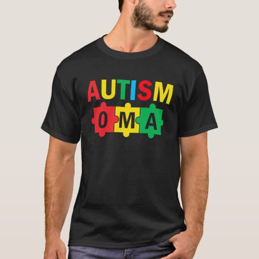 Autism Awareness Puzzle Ribbon Proud Autism Oma Tシャツ (正面)