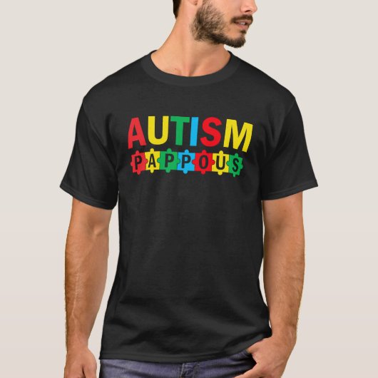 Autism Awareness Puzzle Ribbon Proud Autism Pappou Tシャツ (正面)