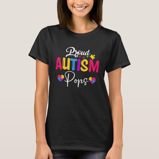 Autism Awareness Puzzle Ribbon Proud Autism Pops Tシャツ (正面)