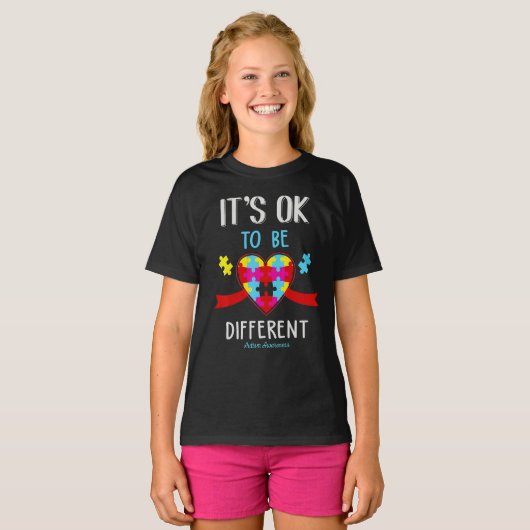 Autism Awareness Quote It's Ok To Be Different Tシャツ (正面フル)