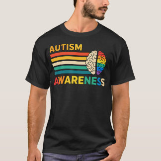 Autism Awareness Retro Brain Awareness For Tシャツ
