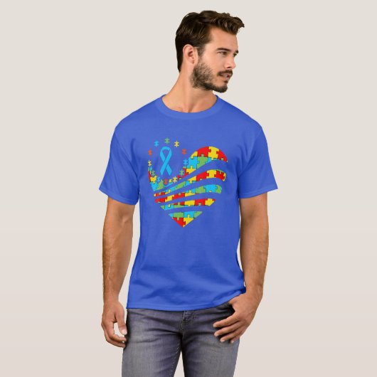 Autism Awareness S Heart Support Autistic Kindness Tシャツ (正面フル)