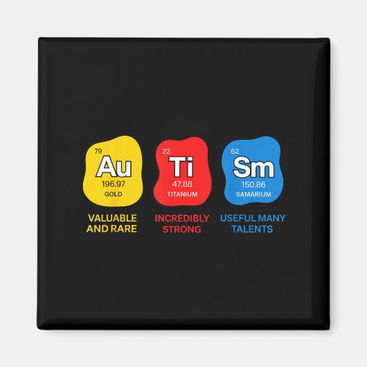 Autism awareness science periodic table elements マグネット (正面)