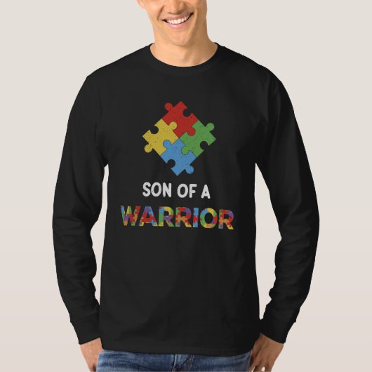 Autism Awareness Son Of A Warrior Autistic Kids Aw Tシャツ (正面)