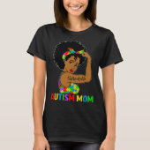 Autism Awareness Strong Autism Mom Afro Black Moth Tシャツ (正面)