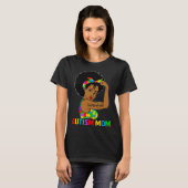 Autism Awareness Strong Autism Mom Afro Black Moth Tシャツ (正面フル)