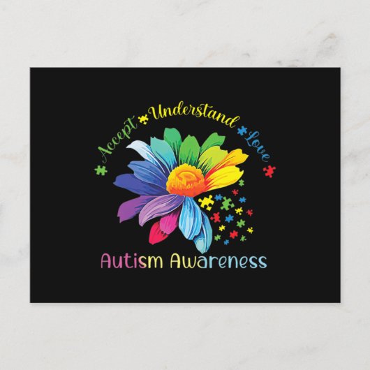 Autism Awareness Sunflower Accept Understand Love  ポストカード (正面)